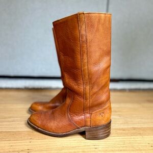 Vintage Caramel Leather Frye Campus-like Boots